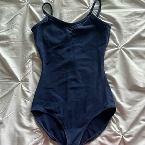 navy blue ballet leotard, v back, child small/medium